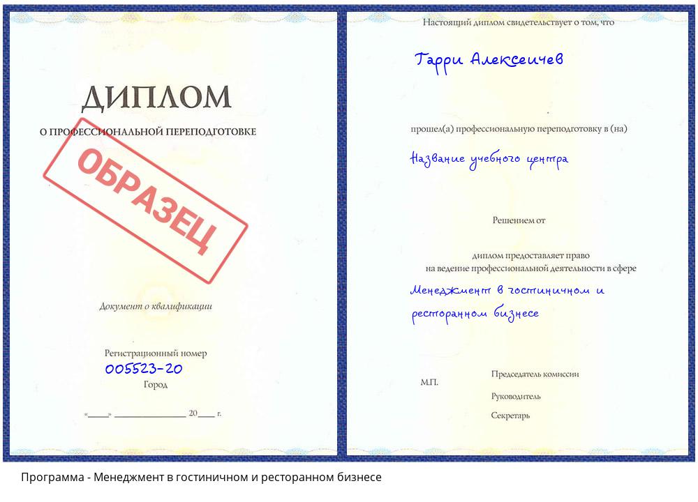 Менеджмент в гостиничном и ресторанном бизнесе Астрахань